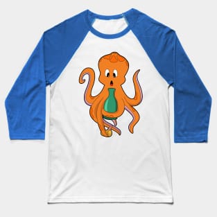 Octopus with Bottle Baseball T-Shirt